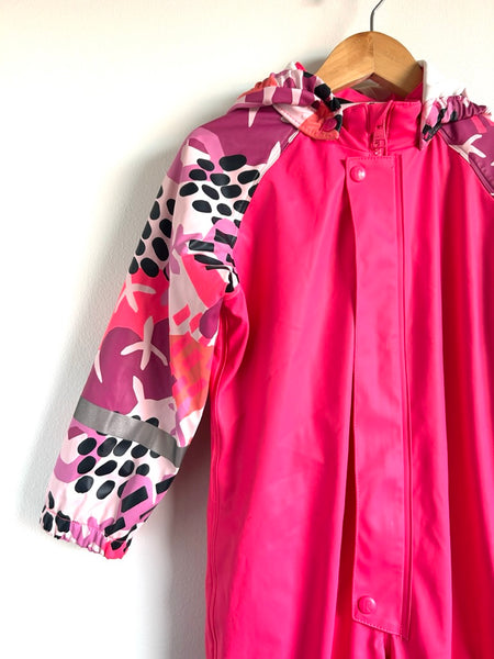 Reima Pink and Patterned Rainsuit • 3-4 years (98cm)