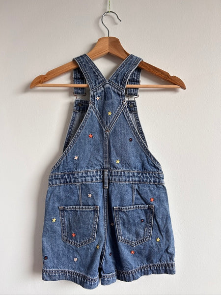 Gap Denim Flower Embroidered Shortalls • 6-7 years (small)