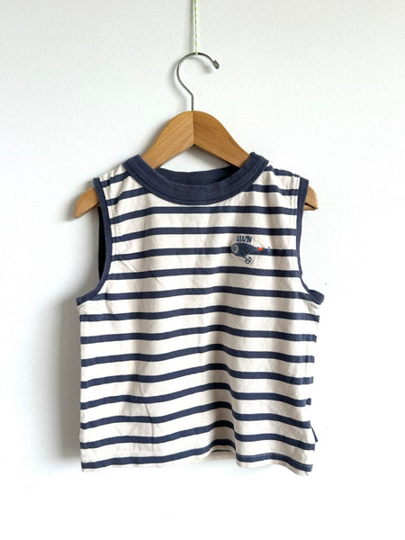 Souris Mini Striped Blue and White Cotton Tank Top • 4 years