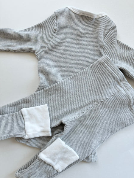 Sleepy Doe 2pc Ribbed Jammies Grey • 2-3 years