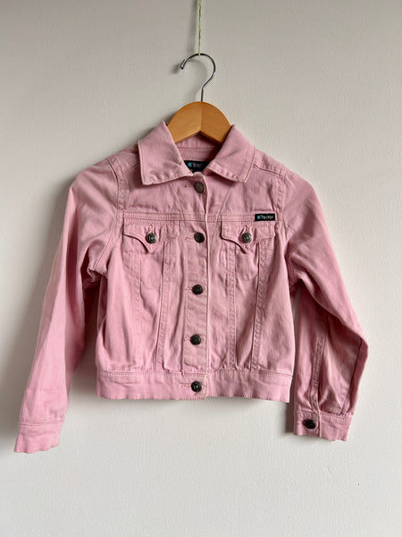 Tractor Jeans Handpainted Cat Pink Denim Jacket • 4-6 years