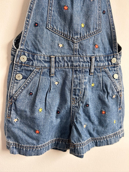 Gap Denim Flower Embroidered Shortalls • 6-7 years (small)