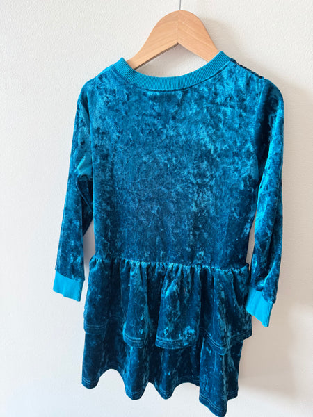 Minti Blue Let's Party Crushed Velvet Dress • 5-7 years