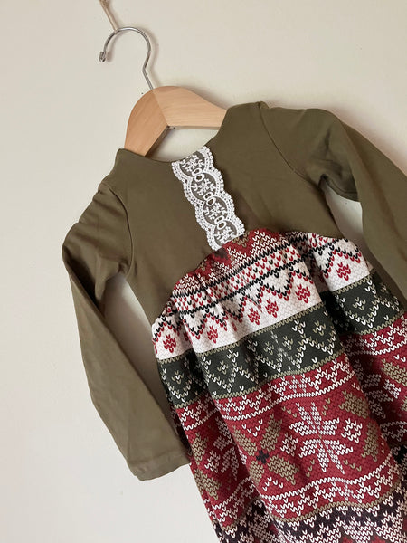 Wings and Roots Drop Crotch Christmas Romper • 2 years