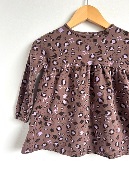 Souris Mini Long Sleeve Brown Dress • 1-2 years