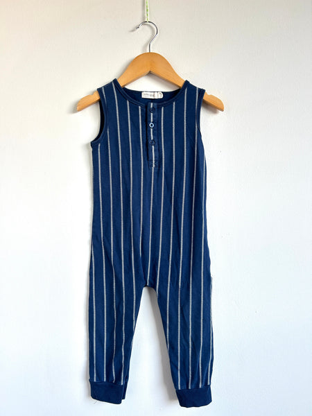 Miles the Label Blue Tank Romper with Lines • 18-24 months