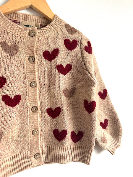 Wheat Hearts Wool Blend Cardigan • 4-6 years