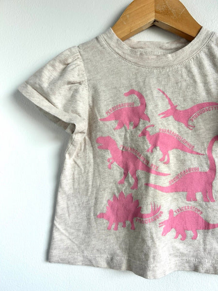 Gap Cream and Pink Dino T-Shirt • 2 years