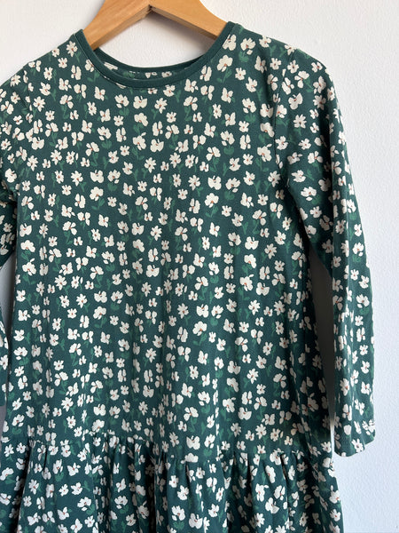 John Lewis Long Sleeve Green Floral Dress • 6-7 years