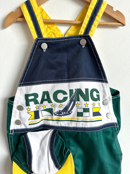 NEW Vintage 2pc "Racing" Shortalls and Hat • 3-4 years