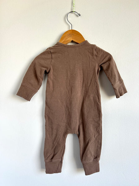 Pehr Light Brown Button Romper • 0-3 months