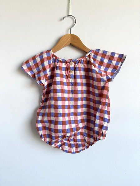 Oeuf Linen Checkered Romper • 18-24 months