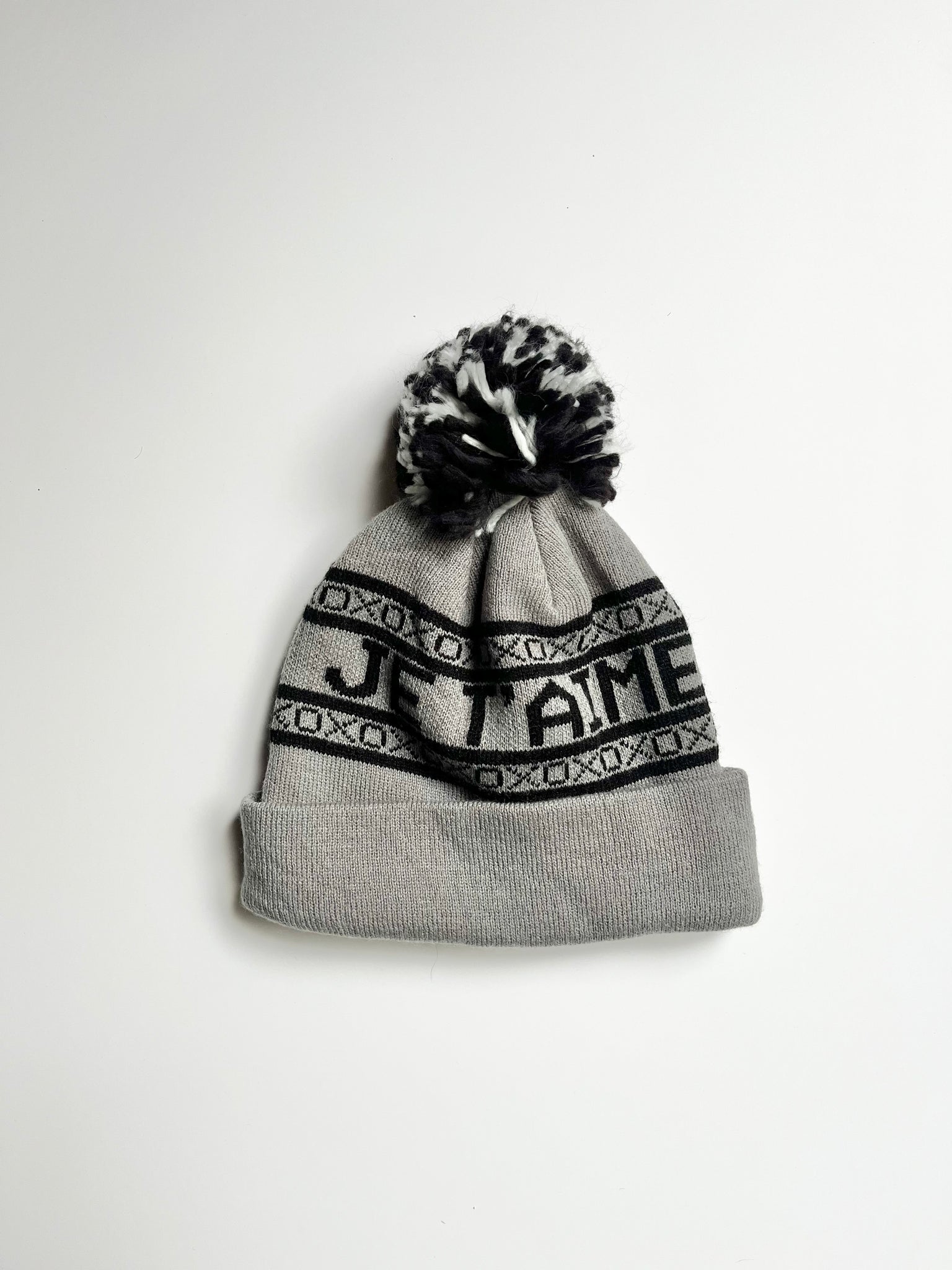 Whistle and Flute Je T'aime Grey Pom Beanie • 4-12 years