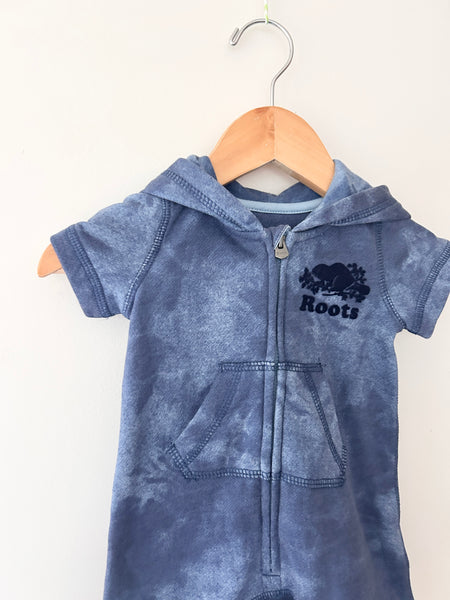 Roots Shorty Blue Hooded Romper • 0-3 months *