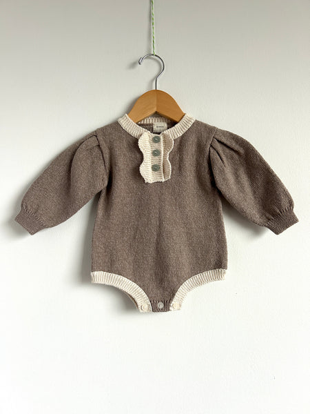 Monbebe Knit Brown Romper • 6-12 months (small)