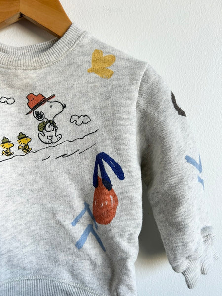 Zara x Peanuts Hiking Snoopy Crewneck • 6-12 months
