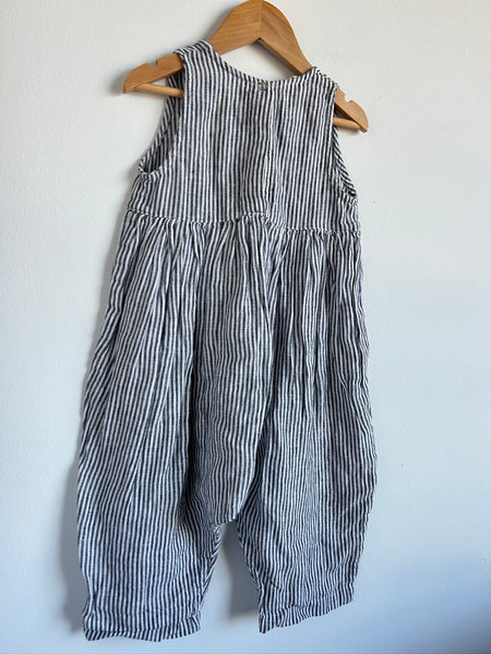 Red Creek Linen Striped Linen Romper • 2-3 years