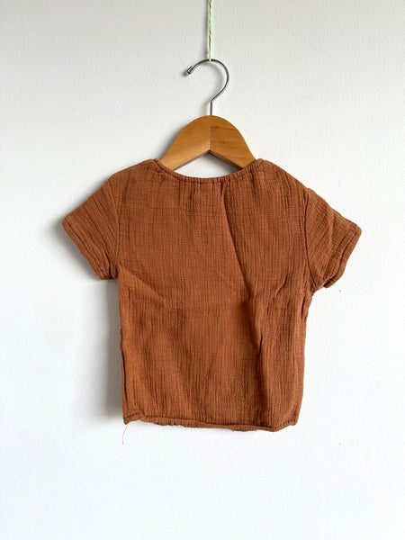 Quincy Mae Organic Cotton Muslin Brown Tee • 6-12 months