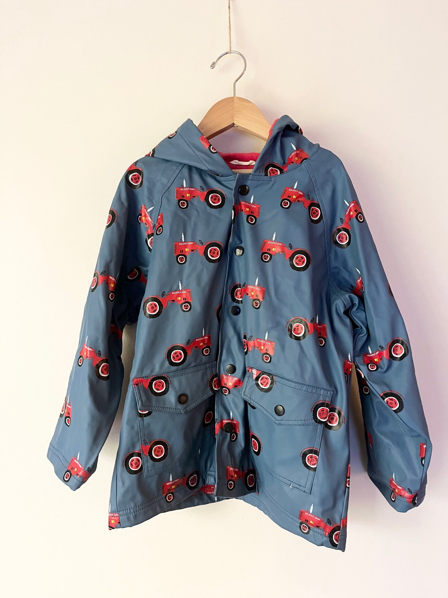 Hatley Tractor Lined Blue Rainjacket • 6-7 years