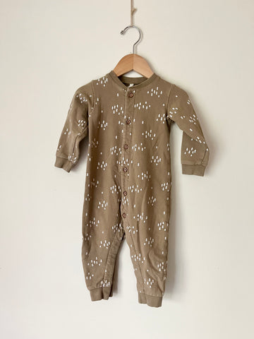 Quincy Mae Trees Button Romper • 12-18 months