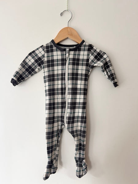 Petit Lem Grey and Green Plaid Sleeper • 6-12 months *