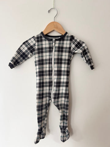 Petit Lem Grey and Green Plaid Sleeper • 6-12 months *