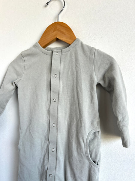 Pehr Light Grey Button Romper • 3-6 months