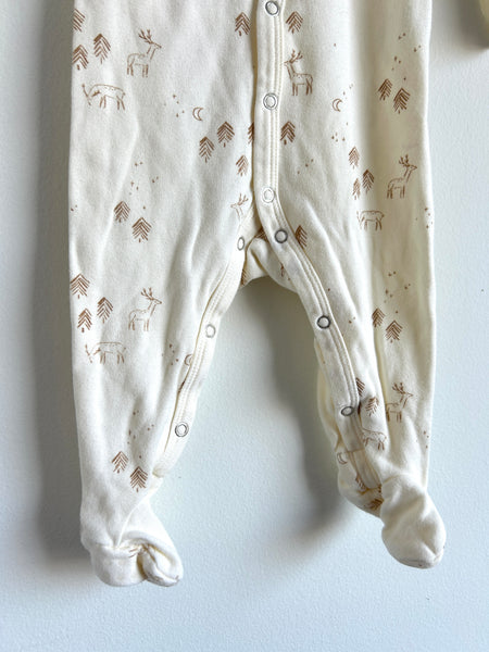 Quincy Mae White and Tan Button Sleeper • 3-6 months