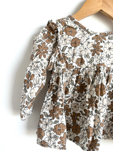 Rylee and Cru Brown Floral Long Sleeve Muslin Top • 12-18 months