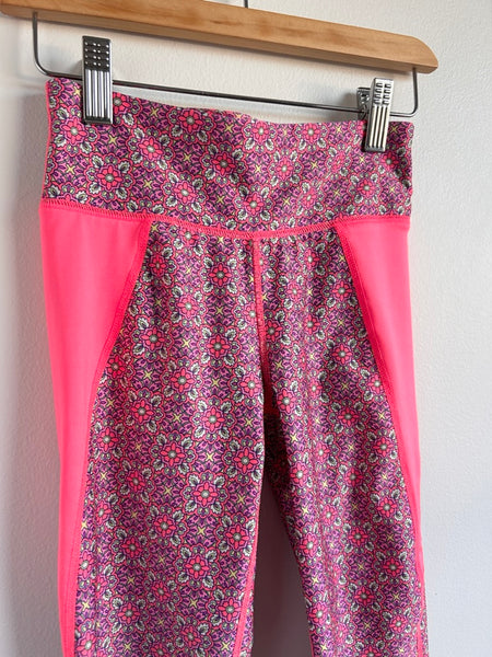 Gap Pink Patterned Stretchy Yoga Pant Leggings • 8-9 years