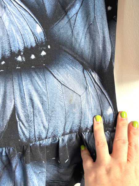 Molo Blue Butterfly Ruffle Dress • 7-10 years