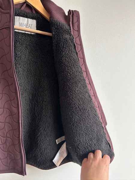 Wheat Quilted Purple Fleece Lined Jacket • 5-6 years