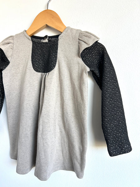Cokluch Grey and Black Ruffle Long Sleeve Dress • 3 years
