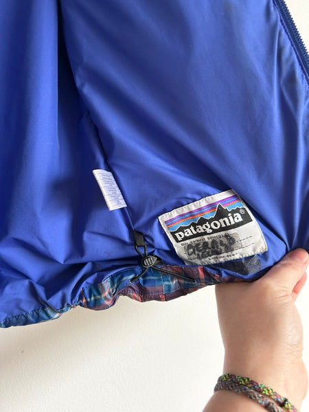 Patagonia Blue Plaid Puffer Jacket • 4-6 years