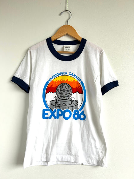NEW Vintage Expo 86 T-Shirt with Blue Trim • 8-10 years