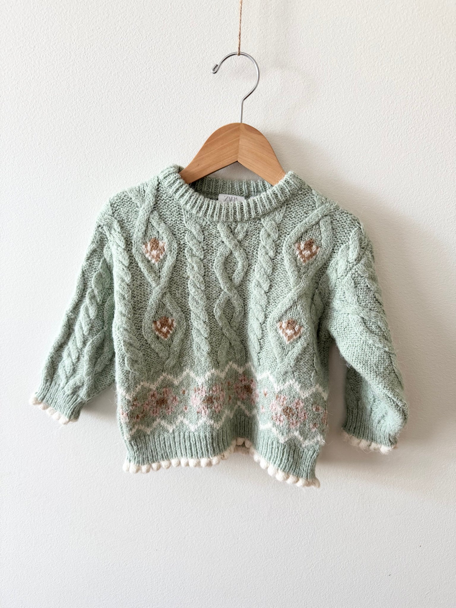 Zara Cable Knit Blue Sweater • 1-3 years