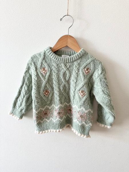 Zara Cable Knit Blue Sweater • 1-3 years
