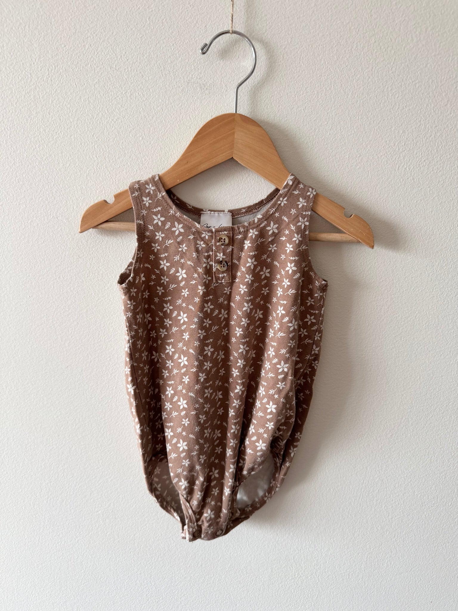 Jax and Lennon Brown Tiny Floral Bubble Romper • 12-18 months