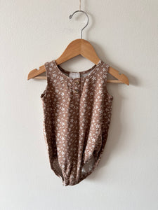 Jax and Lennon Brown Tiny Floral Bubble Romper • 12-18 months