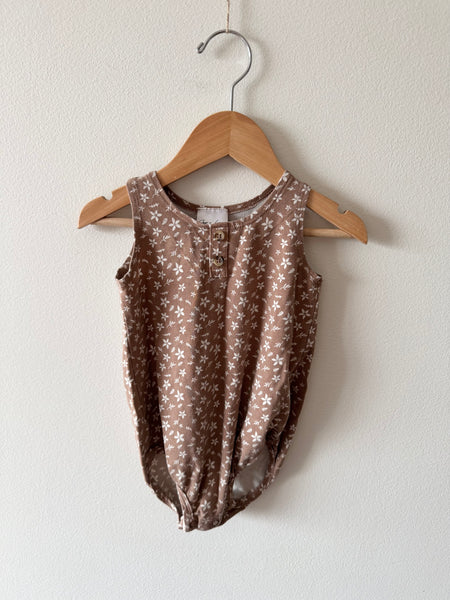 Jax and Lennon Brown Tiny Floral Bubble Romper • 12-18 months