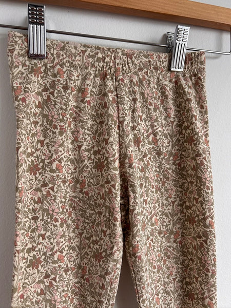 Wheat Green Floral Leggings • 5-6 years