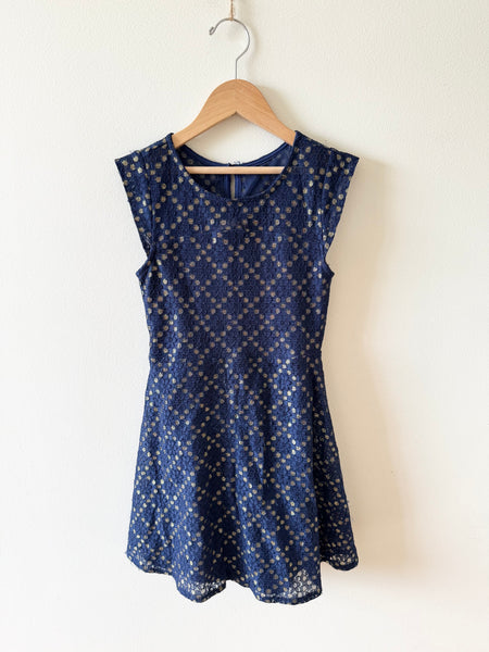 Pastourelle Gold and Blue Tank Dress • 7-8 years