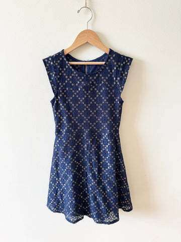 Pastourelle Gold and Blue Tank Dress • 7-8 years