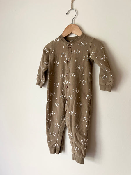 Quincy Mae Trees Button Romper • 12-18 months