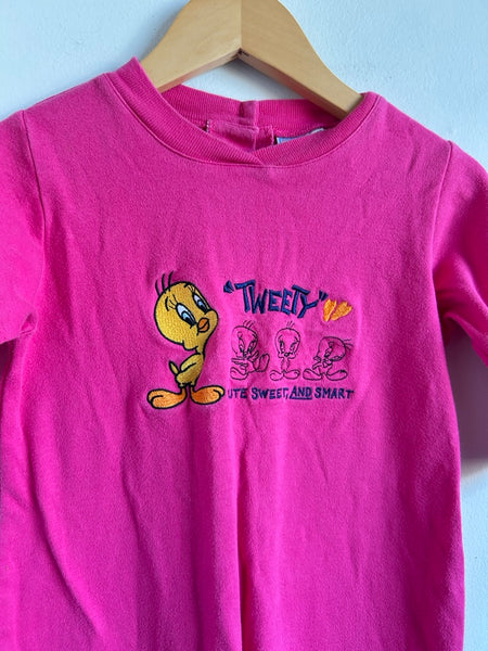 Vintage ACME Baby Tweety Bird Embroidered Romper • 2 years
