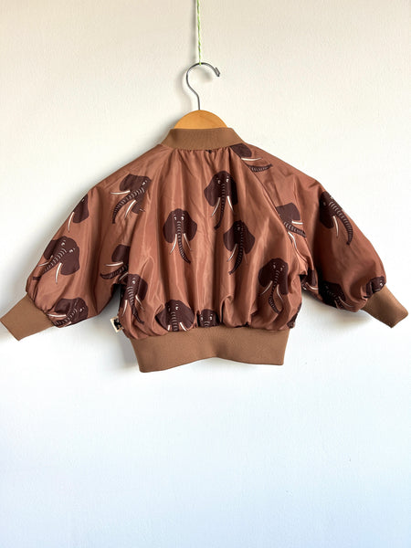 Mini Rodini Elephant Brown Bomber Jacket • 9-18 months