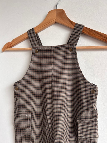 Bout'Chou Brown Plaid Overalls • 2 years