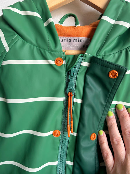 Souris Mini Lined Striped Green Rainjacket • 6 years