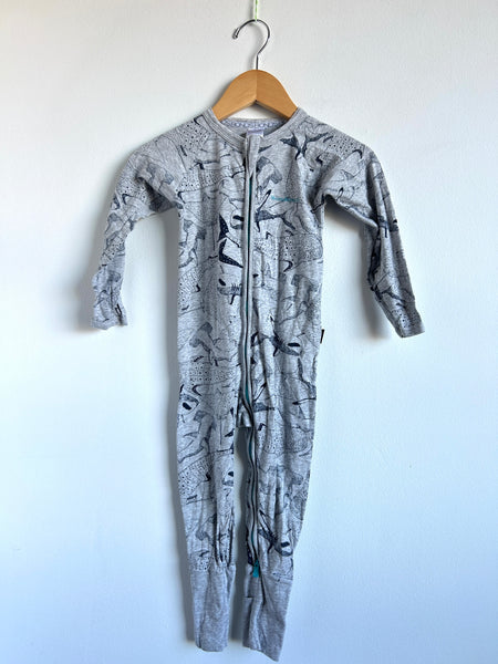 Bonds Grey Shark Zip Romper • 18-24 months