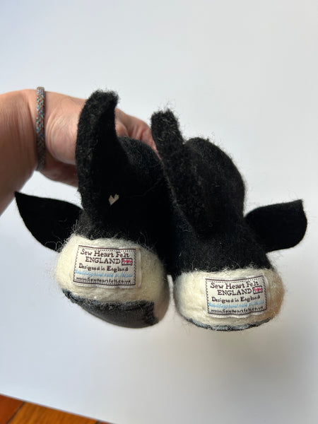SewHeartFelt Felted Wool Penguin Slippers • 6-7c (6.5" long)